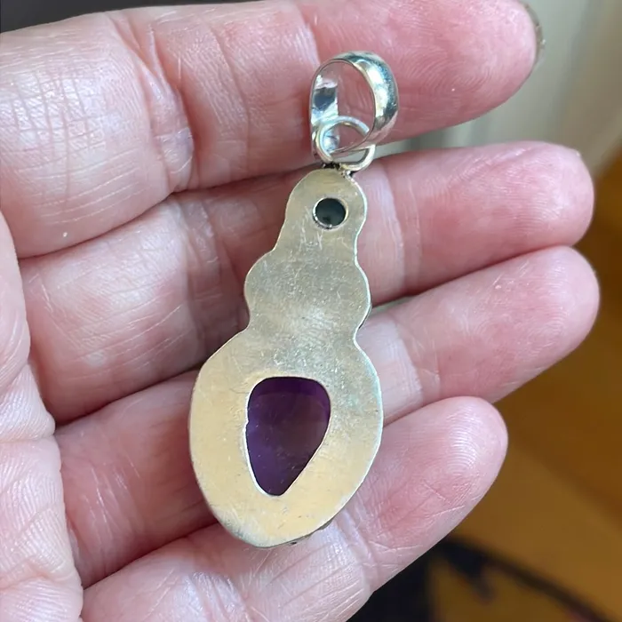 Vintage Paris Jewelry Necklaces Moonstone Amethyst and Larimar Pendant Sterling Silver Vintage Vintage Paris Jewelry Necklaces Moonstone Amethyst and Larimar Pendant Sterling Silver Vintage