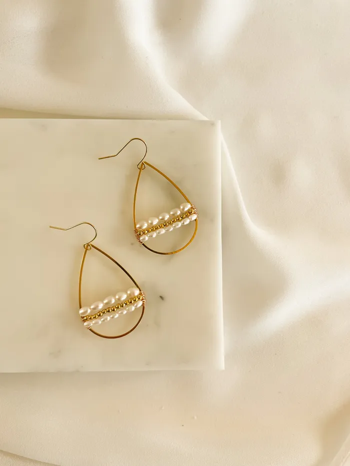 Wrapped Pearl Teardrops The Minne Design Co Earrings