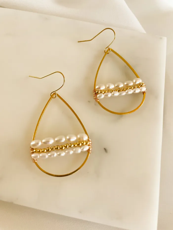 Wrapped Pearl Teardrops The Minne Design Co Earrings