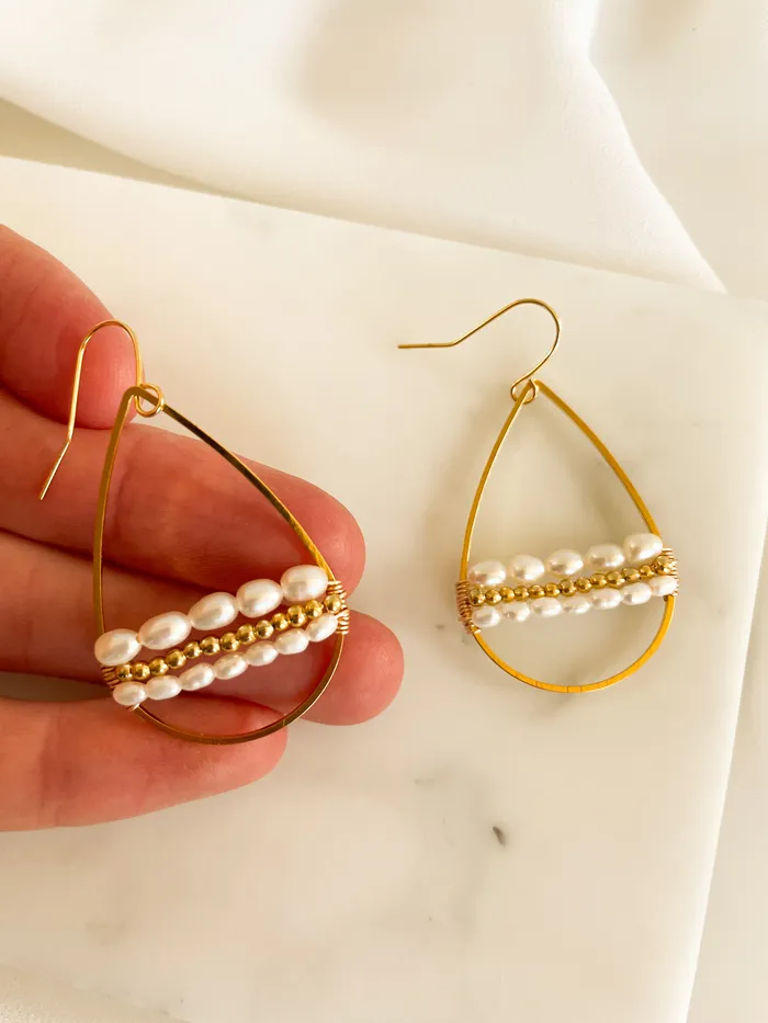 Wrapped Pearl Teardrops The Minne Design Co Earrings