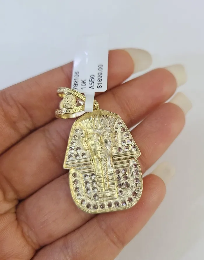 10k Miami Cuban Chain Pharaoh Charm Set 4mm 1828 Necklace Pendant Gold Globalwatches10 Necklaces