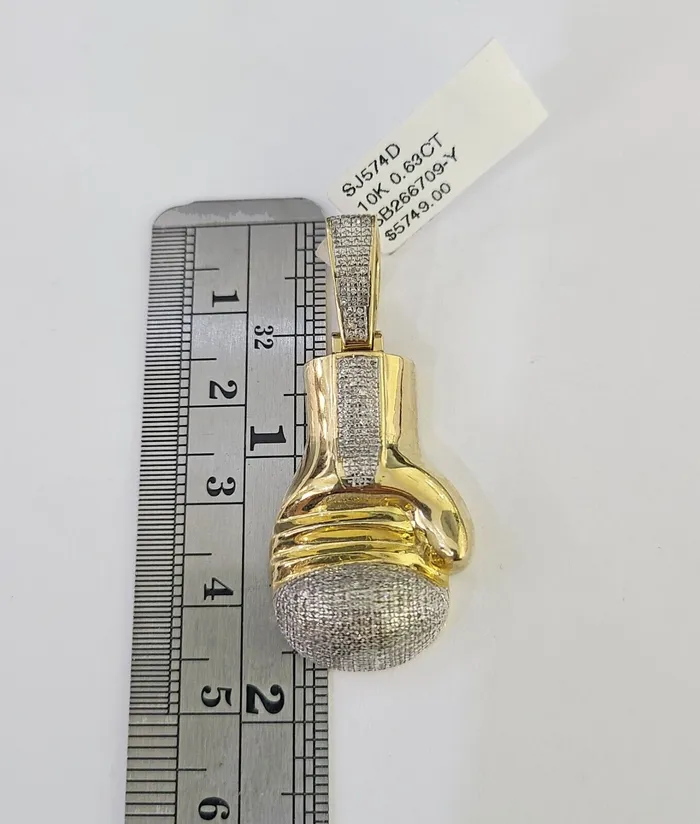 10k Solid Rope Chain Boxing Gloves Charm Diamond Set 4mm 2028 Necklace Gold globalwatches10 Necklaces