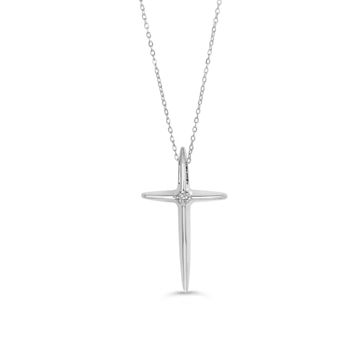10kt White Gold Solitaire Diamond Cross Pendant Independent Jewellers Necklaces 10kt White Gold Solitaire Diamond Cross Pendant Independent Jewellers Necklaces