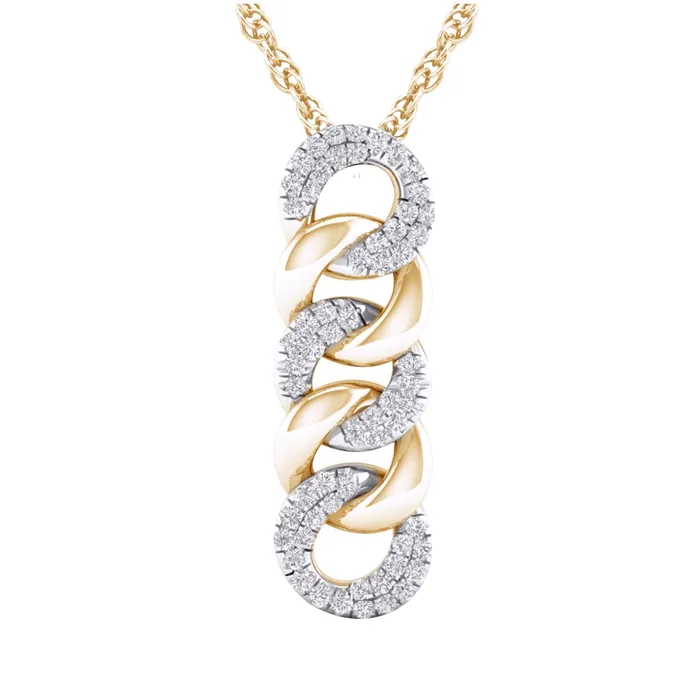 10kt Yellow Gold 015cttw Chain Design Diamond Pendant Independent Jewellers Necklaces 10kt Yellow Gold 015cttw Chain Design Diamond Pendant Independent Jewellers Necklaces