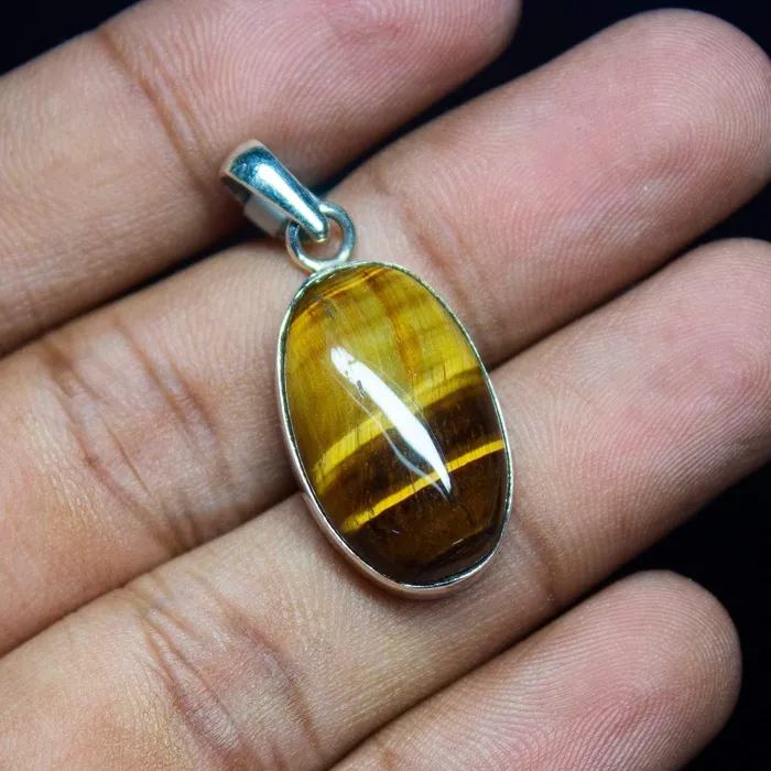 530gm Tigers Eye Oval Plain Cabochon Shape 925 Sterling Silver Bezel Pendant Beads Supplies USA Necklaces 530gm Tigers Eye Oval Plain Cabochon Shape 925 Sterling Silver Bezel Pendant Beads Supplies USA Necklaces