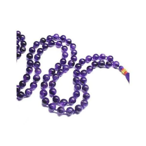Beads Supplies USA Necklaces 108 Beads Natural Amethyst AA Quality Prayer Mala Beads Necklace Strand 38 10mm