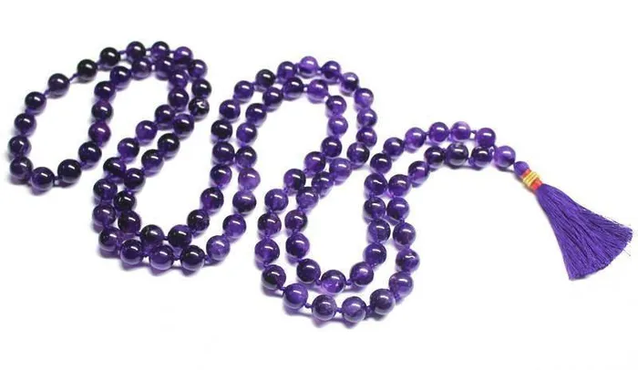 Beads Supplies USA Necklaces 108 Beads Natural Amethyst AA Quality Prayer Mala Beads Necklace Strand 38 10mm