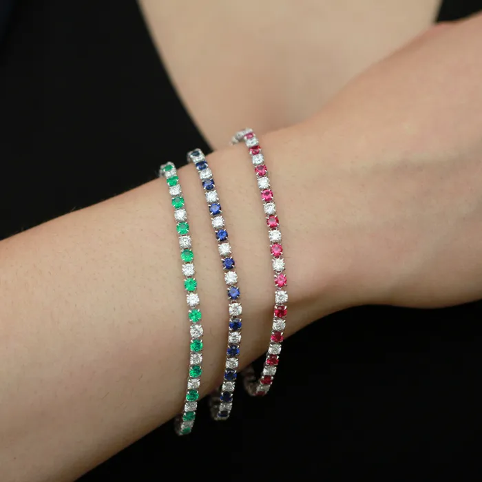 Bracelets 10kt White Gold 331cttw Lab Created Diamond and Emerald Tennis Bracelet in 75inch Independent Jewellers Bracelets 10kt White Gold 331cttw Lab Created Diamond and Emerald Tennis Bracelet in 75inch Independent Jewellers