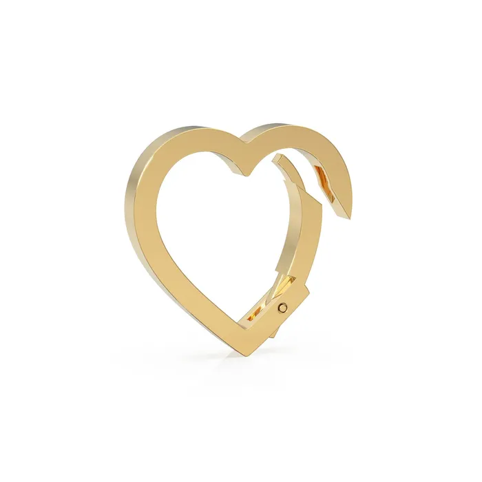 Clicker Heart Gold Connector Charm Holder 14K Solid Gold Connector Necklace Connector Clasp Lock Charm holder Solid Gold Charm Clasp Jalvi Co Charm Necklaces