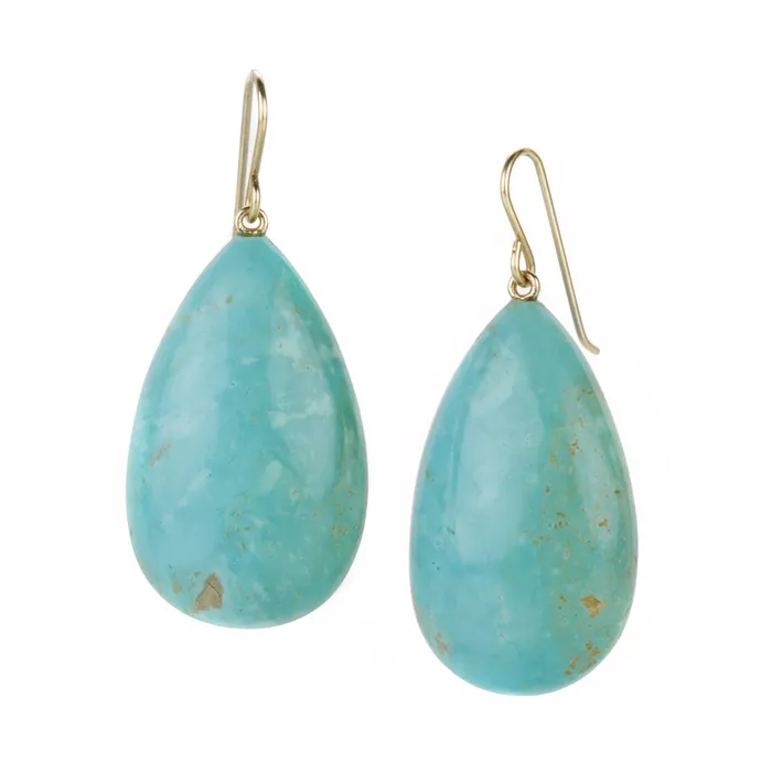 Earrings Maria Beaulieu Large Teardrop Chinese Turquoise Drop Earrings