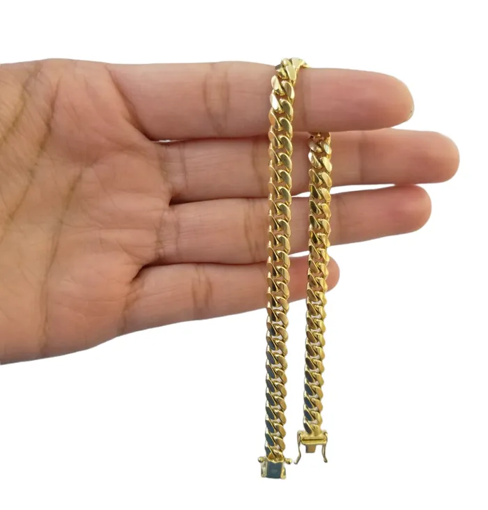 globalwatches10 10k Solid Yellow Miami Cuban Link Bracelet 6mm 85 Inch Real 10Kt Bracelets
