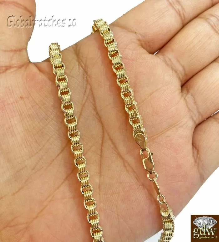 Globalwatches10 Necklaces 10k Yellow Gold Byzantine Chino Chain Necklace in 20 22 24 26 Inch Lobster Lock