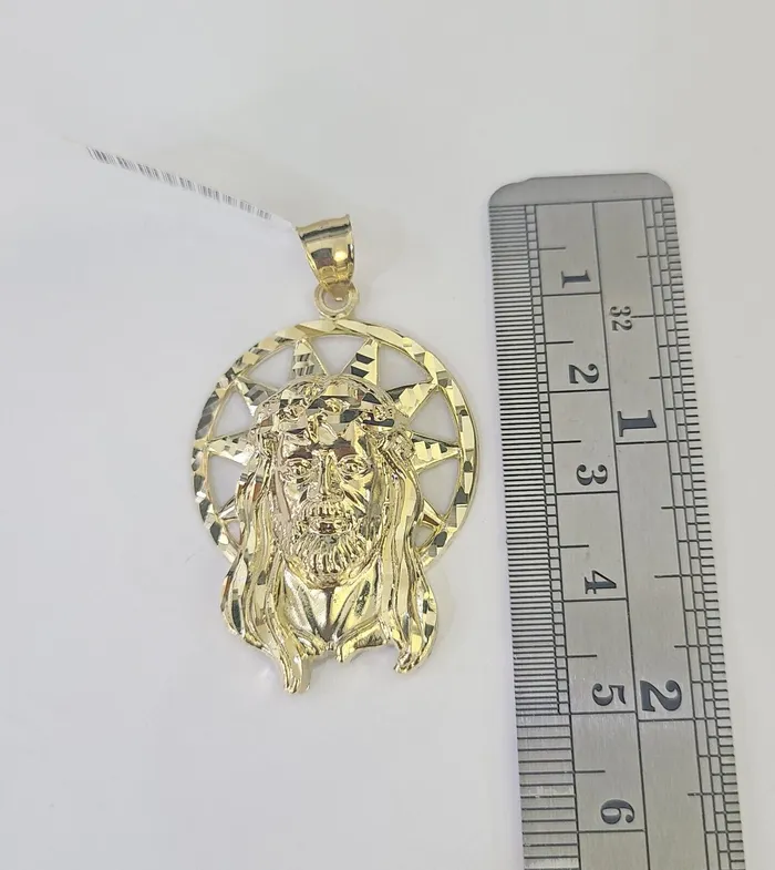 Gold and Diamond Necklaces 10k Jesus Christ Pendant Rope Chain 5mm 1826 SET Necklace Charm