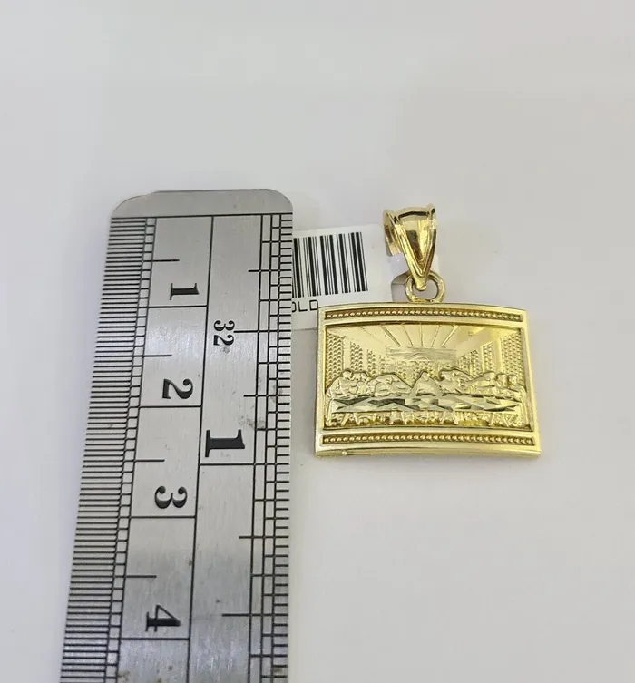 Gold and Diamond Necklaces 10k Solid Gold Cuban Curb Chain Last Supper Pendant 2mm 1824 SET Necklace
