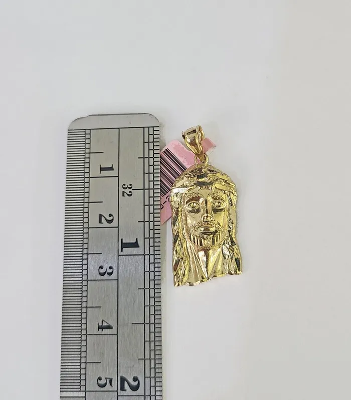 Gold and Diamond Necklaces 14k Miami Cuban Chain Jesus Head Charm Yellow Gold Set 3mm 1828 Necklace