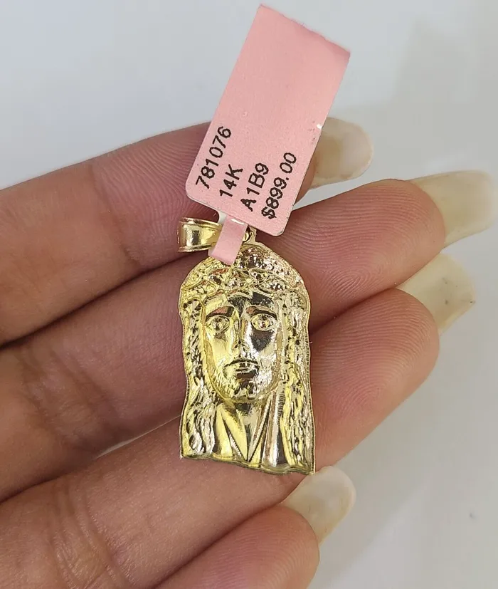 Gold and Diamond Necklaces 14k Miami Cuban Chain Jesus Head Charm Yellow Gold Set 3mm 1828 Necklace