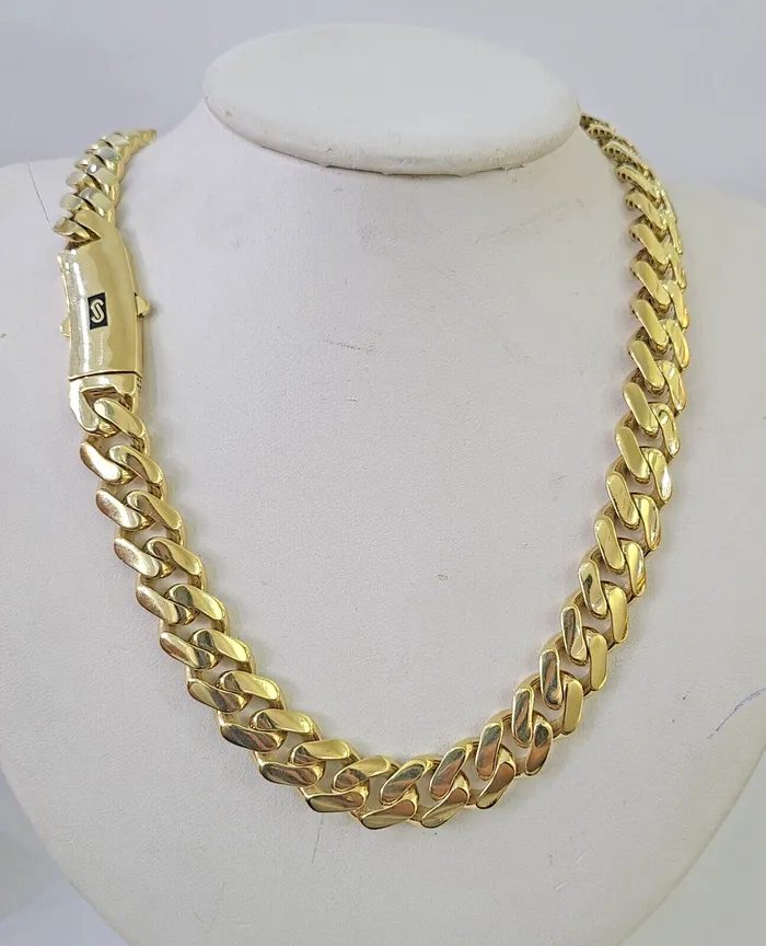 Gold and Diamond Necklaces Real 10K Royal Monaco Chain Box Clasp 13mm Gold Necklace 10Kt 24 Genuine Gold and Diamond Necklaces Real 10K Royal Monaco Chain Box Clasp 13mm Gold Necklace 10Kt 24 Genuine