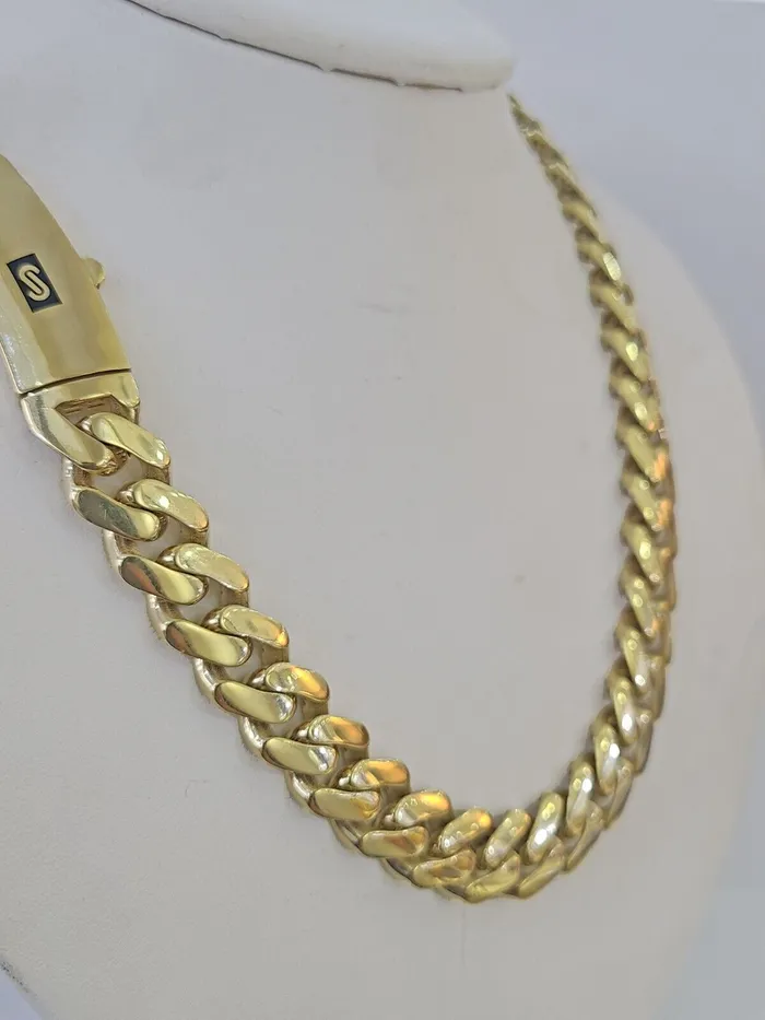 Gold and Diamond Necklaces Real 10K Royal Monaco Chain Box Clasp 13mm Gold Necklace 10Kt 24 Genuine