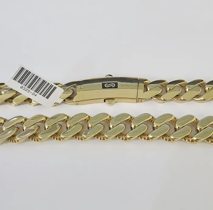 Gold and Diamond Necklaces Real 10K Royal Monaco Chain Box Clasp 13mm Gold Necklace 10Kt 24 Genuine