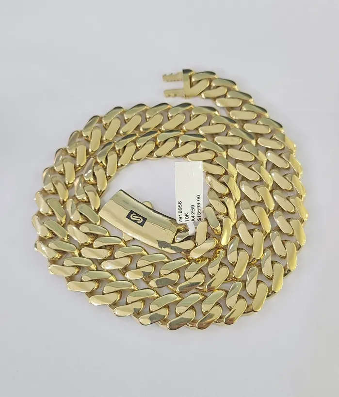 Gold and Diamond Necklaces Real 10K Royal Monaco Chain Box Clasp 13mm Gold Necklace 10Kt 24 Genuine