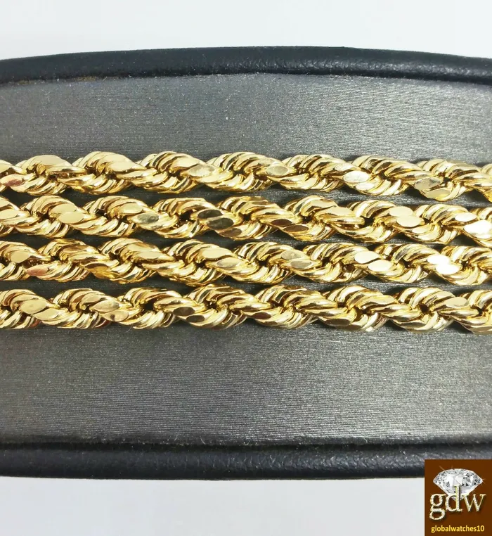 Gold and Diamond Necklaces Real 10k Yellow Gold Head Charm Pendant 26 inch Rope Chain Necklace Men