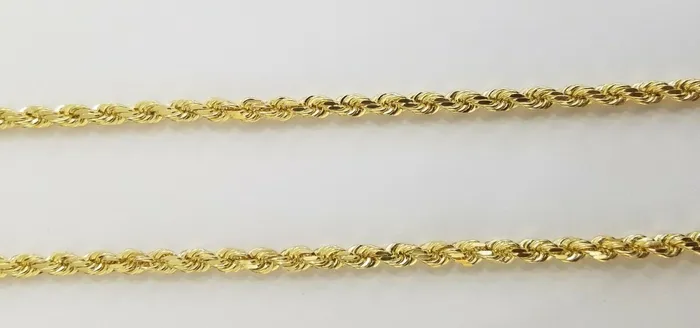 Gold and Diamond Necklaces Real 14K SOLID Yellow Gold Rope Chain 45mm 26 Inches necklace Lobster Lock 14kt
