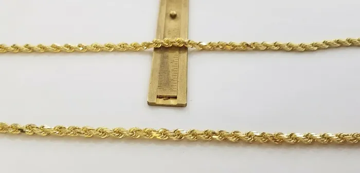 Gold and Diamond Necklaces Real 14K SOLID Yellow Gold Rope Chain 45mm 26 Inches necklace Lobster Lock 14kt