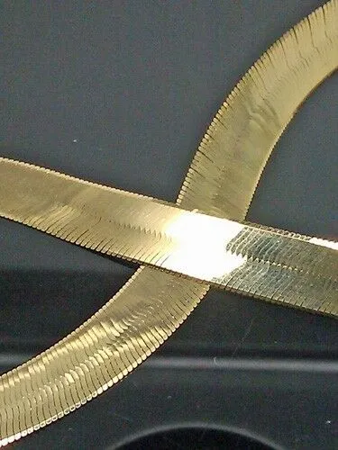 Gold and Diamond Real 10k Solid Yellow Gold Herringbone chain Necklace 10 mm 20 Inch 10kt Gold Necklaces