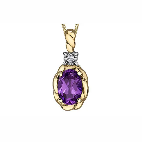Independent Jewellers Necklaces 10kt Yellow Gold Oval Amethyst Pendant