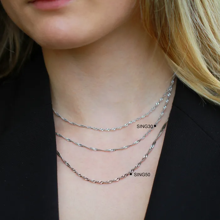 Independent Jewellers Necklaces Sterling Silver Singapore30 Chain in 16inch Independent Jewellers Necklaces Sterling Silver Singapore30 Chain in 16inch