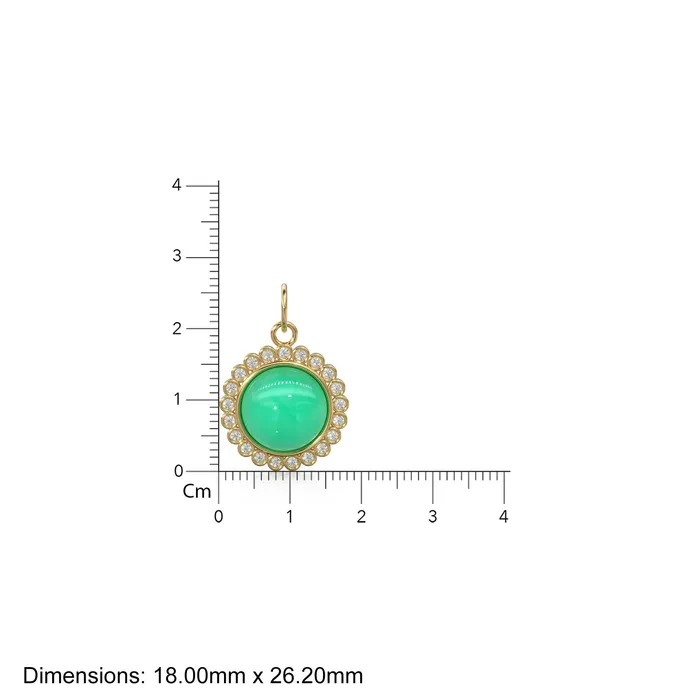 Jalvi Co Necklaces 26mm 14K Solid Yellow Gold Diamond Apple Green Chrysoprase Round Coin Shape Charm Necklace Pendant Jalvi Co Necklaces 26mm 14K Solid Yellow Gold Diamond Apple Green Chrysoprase Round Coin Shape Charm Necklace Pendant