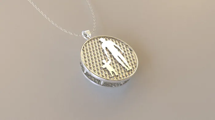 Jcm 21 jewelry 14K Gold Pendant Silhouette of Father and Son shaking hands Necklaces