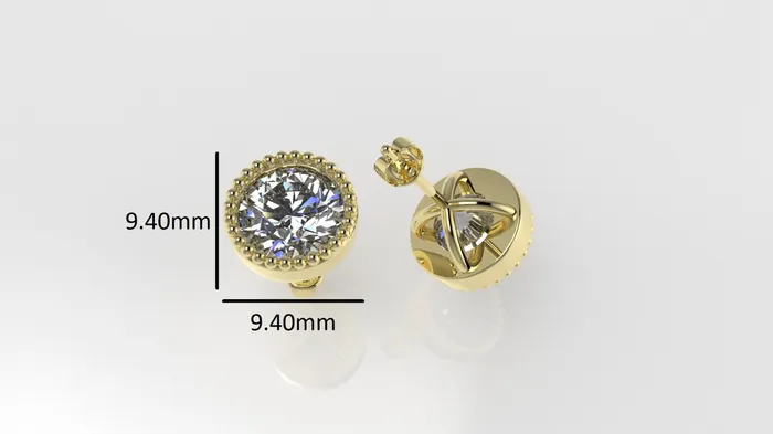 Jcm 21 jewelry Earrings 14k Earrings with 2 DIAMONDS 300ct VS1 STT Bezel with FILIGREE Push Back