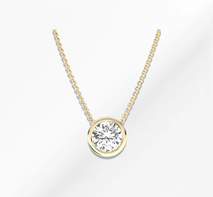 JCM DESIGN JEWELRY Necklaces 14K Gold Round Diamond Pendant Necklace