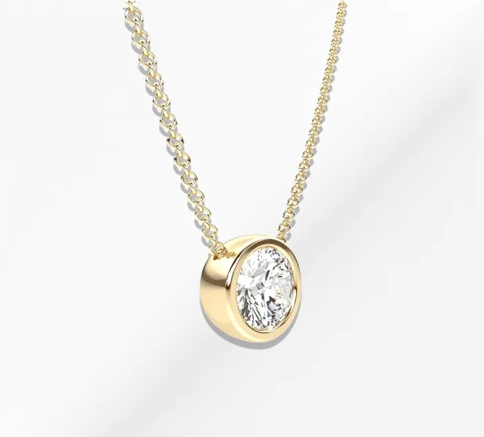 JCM DESIGN JEWELRY Necklaces 14K Gold Round Diamond Pendant Necklace