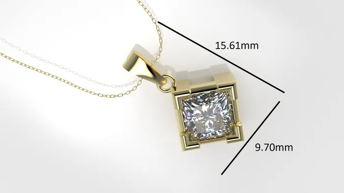 JCM DESIGN JEWELRY Necklaces 14K Pendant with 1 Diamond 55mm VS1 includes 18 inch chain style Princess