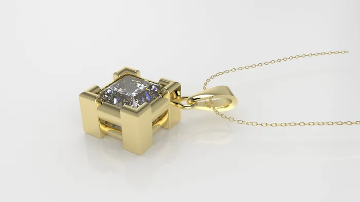 JCM DESIGN JEWELRY Necklaces 14K Pendant with 1 Diamond 55mm VS1 includes 18 inch chain style Princess