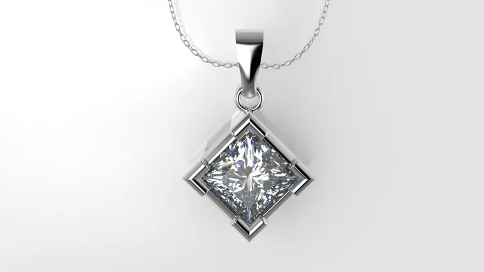 JCM DESIGN JEWELRY Necklaces 14K Pendant with 1 Diamond 55mm VS1 includes 18 inch chain style Princess