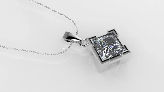JCM DESIGN JEWELRY Necklaces 14K Pendant with 1 Diamond 55mm VS1 includes 18 inch chain style Princess