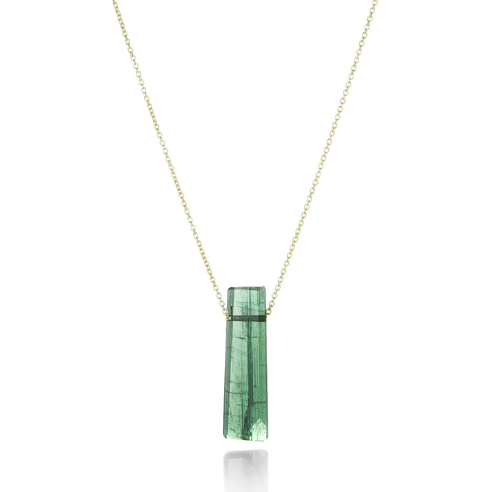Margaret Solow Necklaces Rectangular Green Tourmaline Pendant Necklace