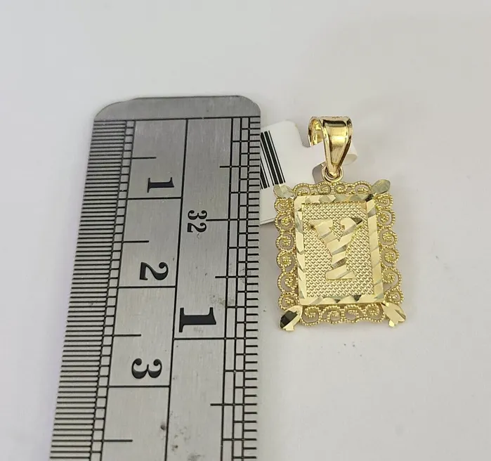 Necklaces Gold and Diamond 10k Gold Initial Y Charm Rope Chain 1626 25mm SET Necklace Alphabet Pendant