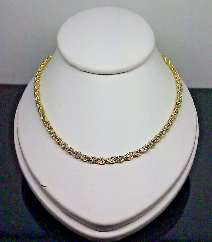 Necklaces Gold and Diamond Real 10k Gold Chain Rope Necklace 25mm 20 22 24 26 28 30 Inch Diamond Cut Necklaces Gold and Diamond Real 10k Gold Chain Rope Necklace 25mm 20 22 24 26 28 30 Inch Diamond Cut