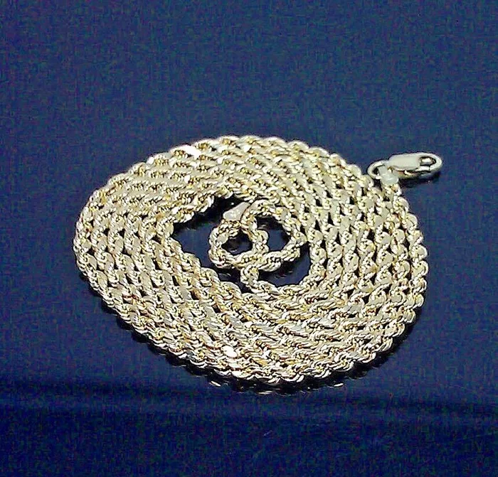 Necklaces Gold and Diamond Real 10k Gold Chain Rope Necklace 25mm 20 22 24 26 28 30 Inch Diamond Cut