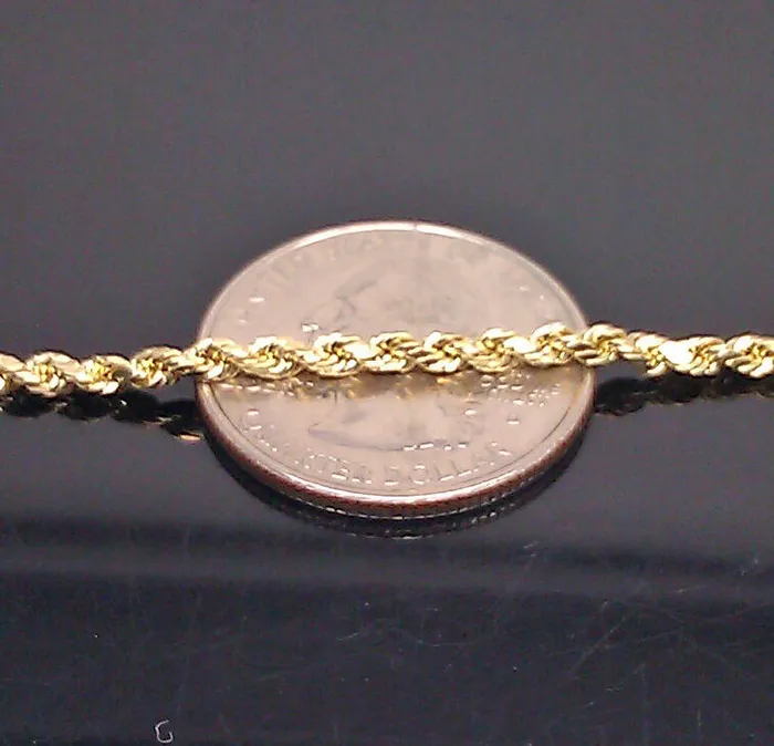 Necklaces Gold and Diamond Real 10k Gold Chain Rope Necklace 25mm 20 22 24 26 28 30 Inch Diamond Cut