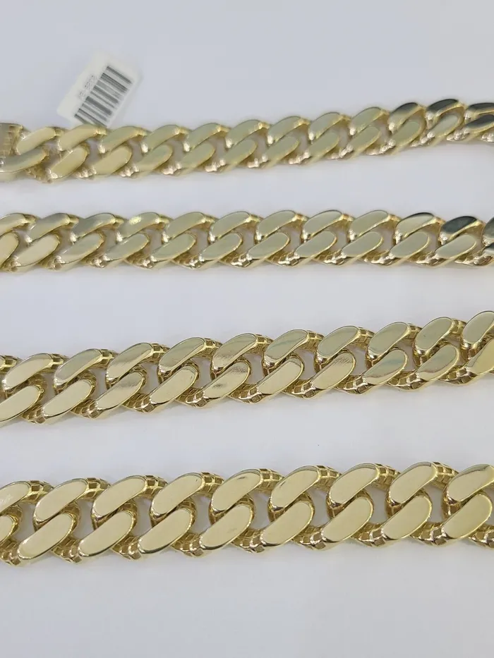Necklaces Gold and Diamond Real 10K Royal Monaco Chain Box Clasp 13mm Gold Necklace 10Kt 26 Genuine