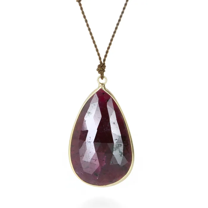 Necklaces Margaret Solow Large Opaque Ruby Pendant Necklace