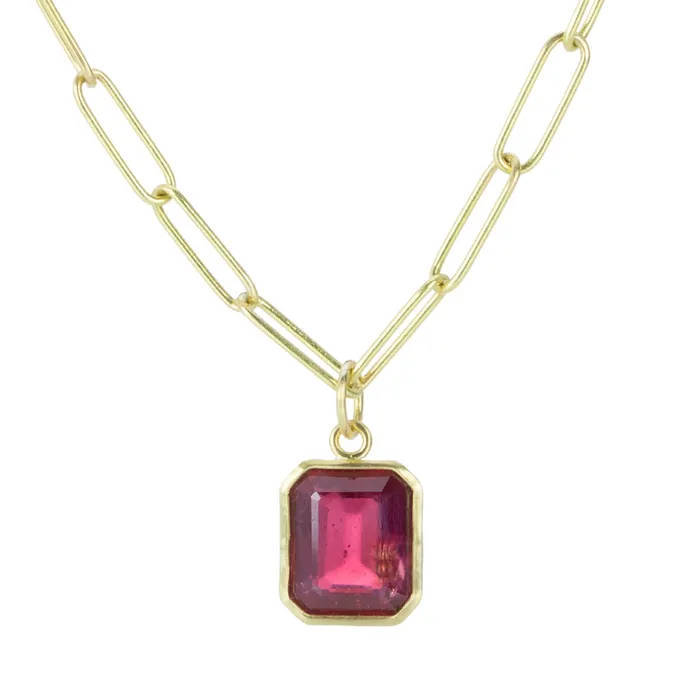 Necklaces Maria Beaulieu Emerald Cut Ruby Pendant Pendant Only