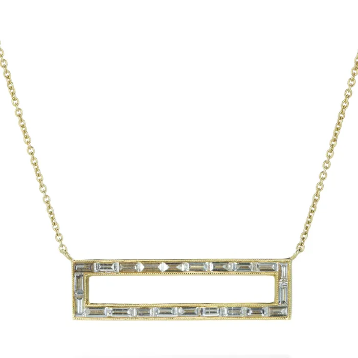 Necklaces Sethi Couture Rectangular Diamond Pendant Necklace
