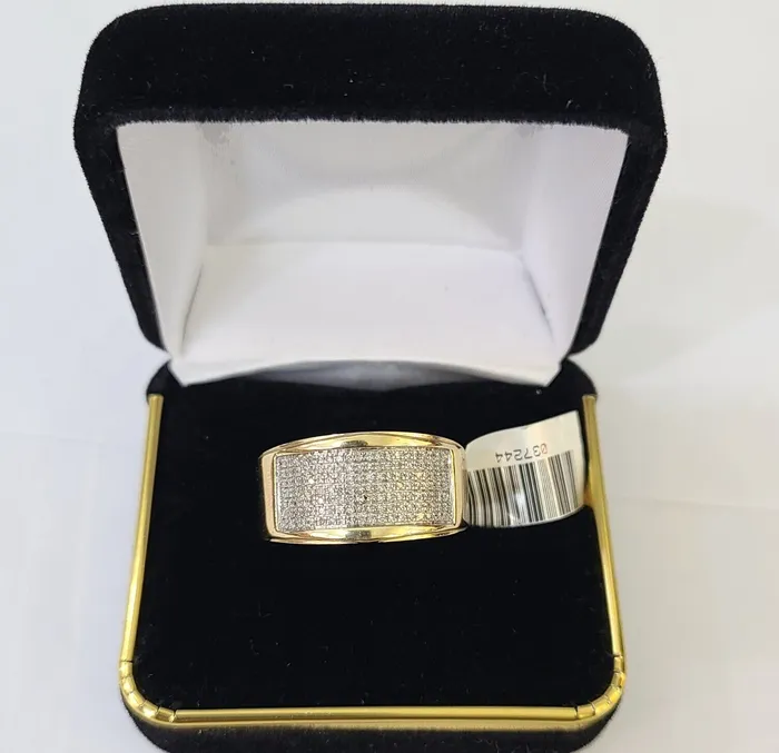Real 10k Yellow Gold Diamond Mens Ring Band Wedding Genuine Natural Gold and Diamond Rings