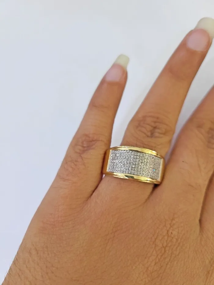 Real 10k Yellow Gold Diamond Mens Ring Band Wedding Genuine Natural Gold and Diamond Rings